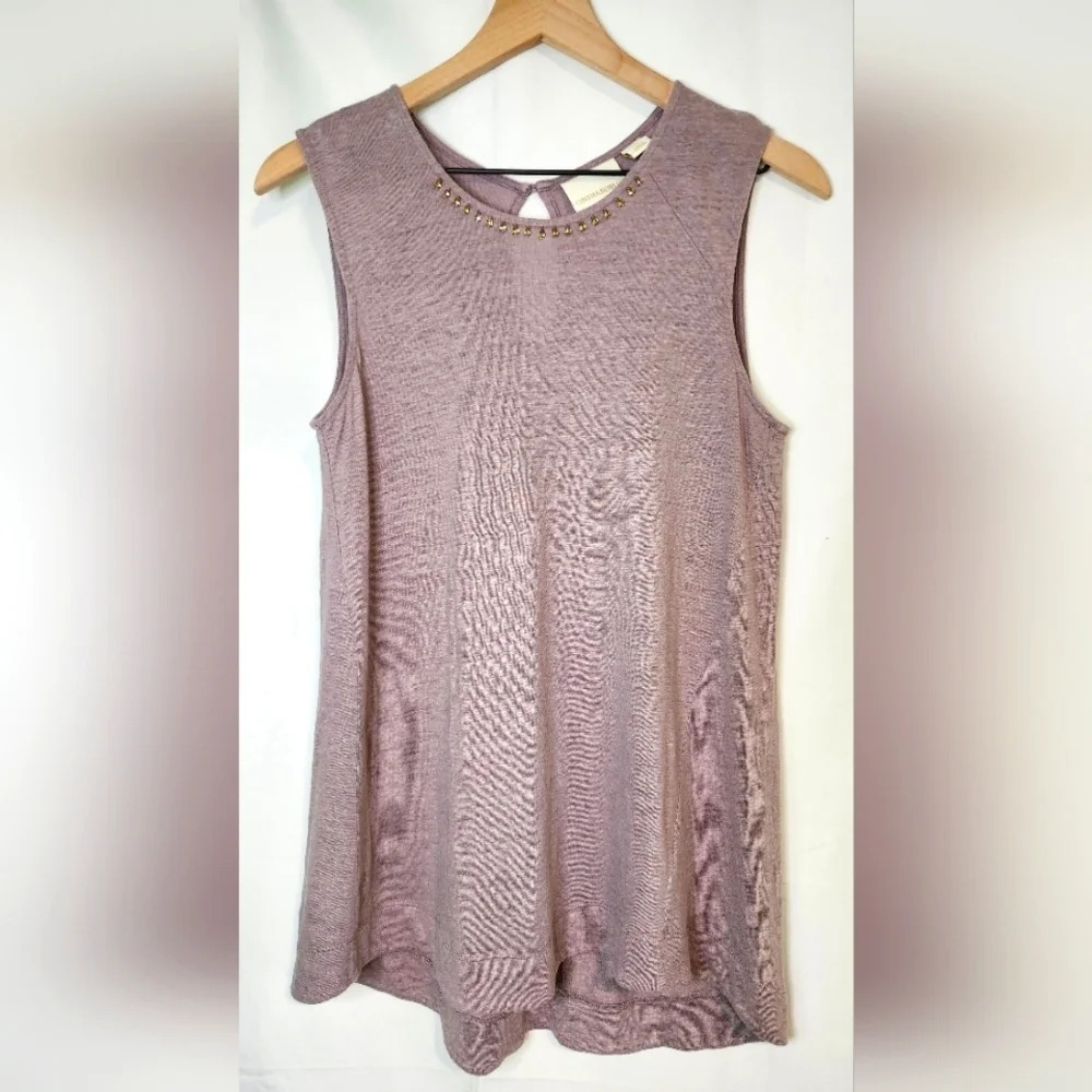 Cynthia Rowley Womens 100% Linen Top Size M Muted Lilac Rhinestones Resort